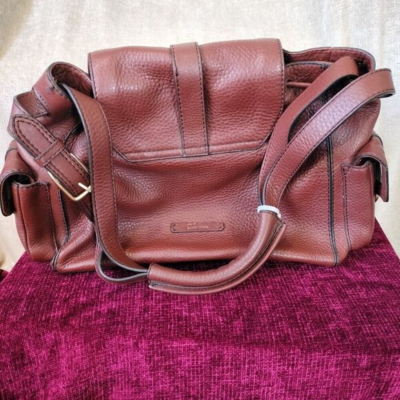 COLE HAAN Burnt Orange Pebbled Leather Adjustable Strap Satchel Shoulder Bag - Picture 2 of 14